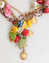 Dolce & Gabbana Estate Multicolor Floral Fruit Gold Chain Statement Necklace